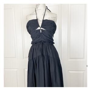 Sofie the Label Black Keyhole Halter Midi Dress Cotton Resortwear NWT Sz M